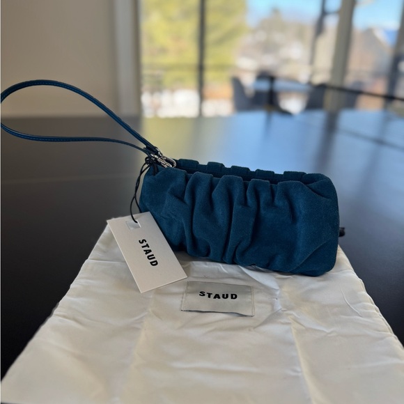 STAUD Rich Teal Clutch with Wristlet